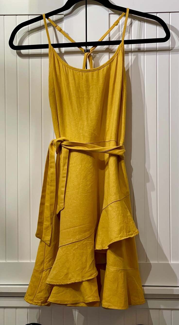 Speechless Yellow Linen Blend Ruffled Mini Dress